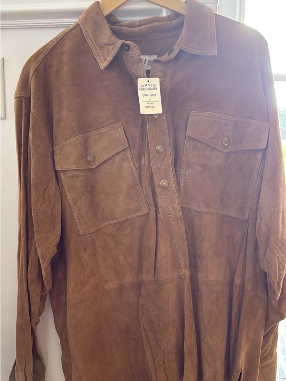Orvis Brown leather Pullover Shirt